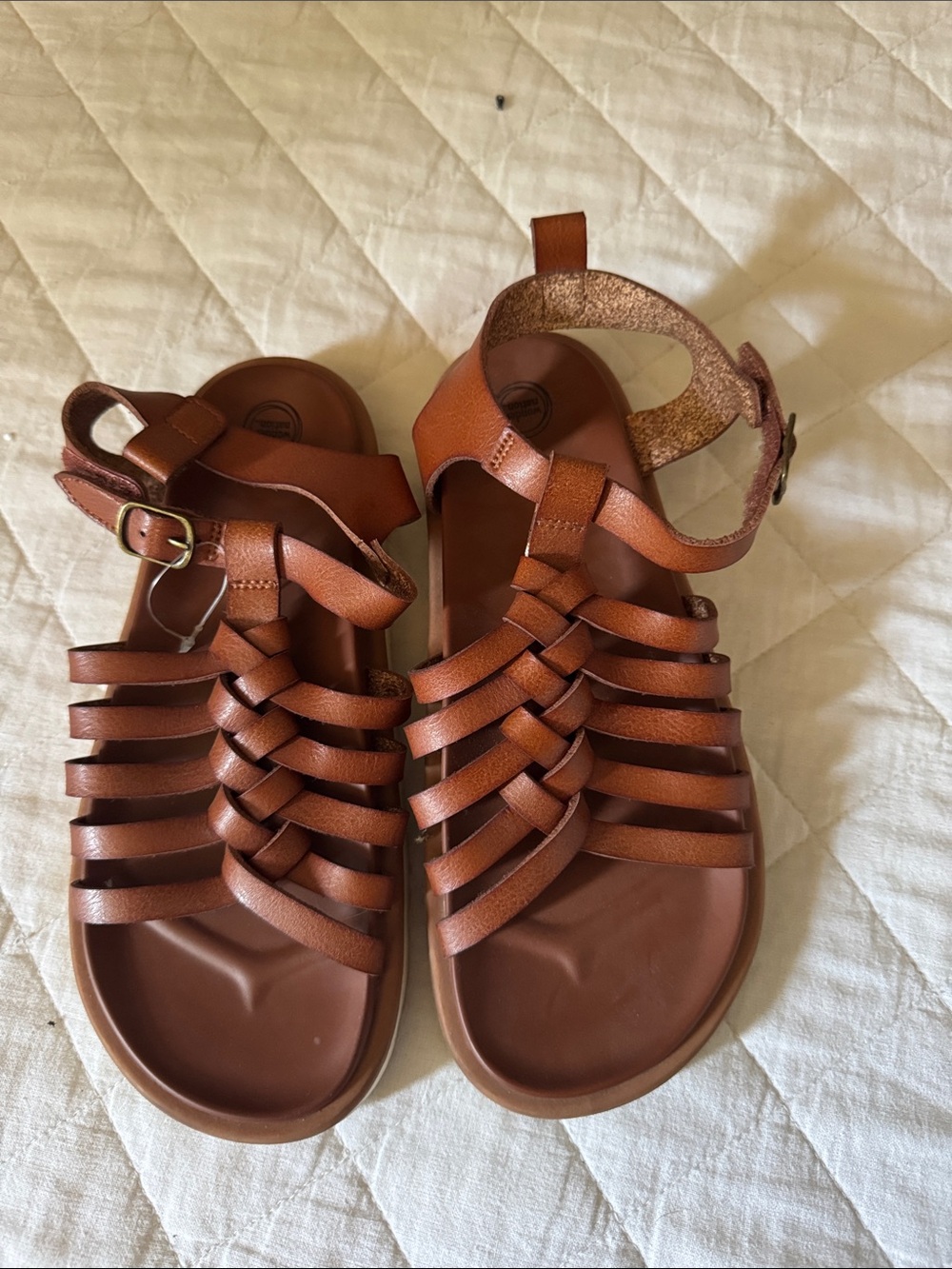 Women's Brown Braided Leather Sandals